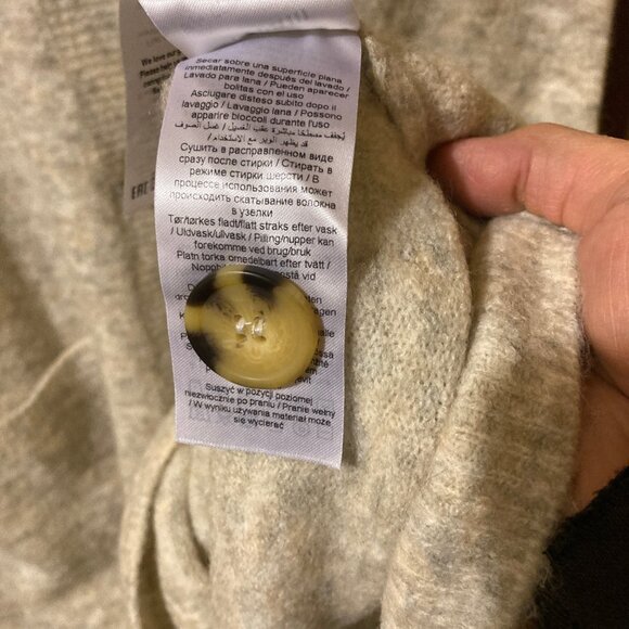 #51Cream Long Sweater Vest with Round Buttons, Size Large - Picture 6 of 7